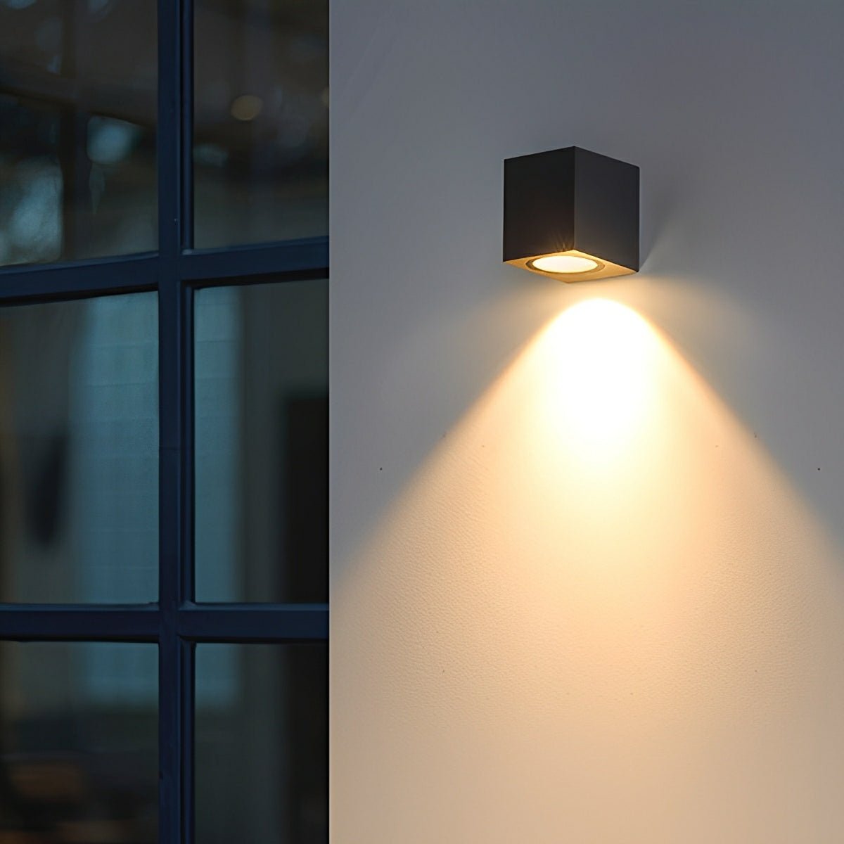 Modern square outdoor wall lamp LED IP65 waterproof up & down lighting black for facade terrace entrance | Sansoti