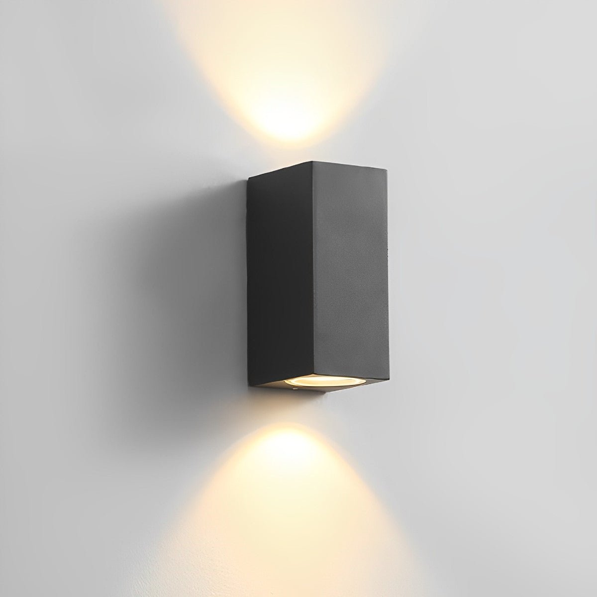 Modern square outdoor wall lamp LED IP65 waterproof up & down lighting black for facade terrace entrance | Sansoti