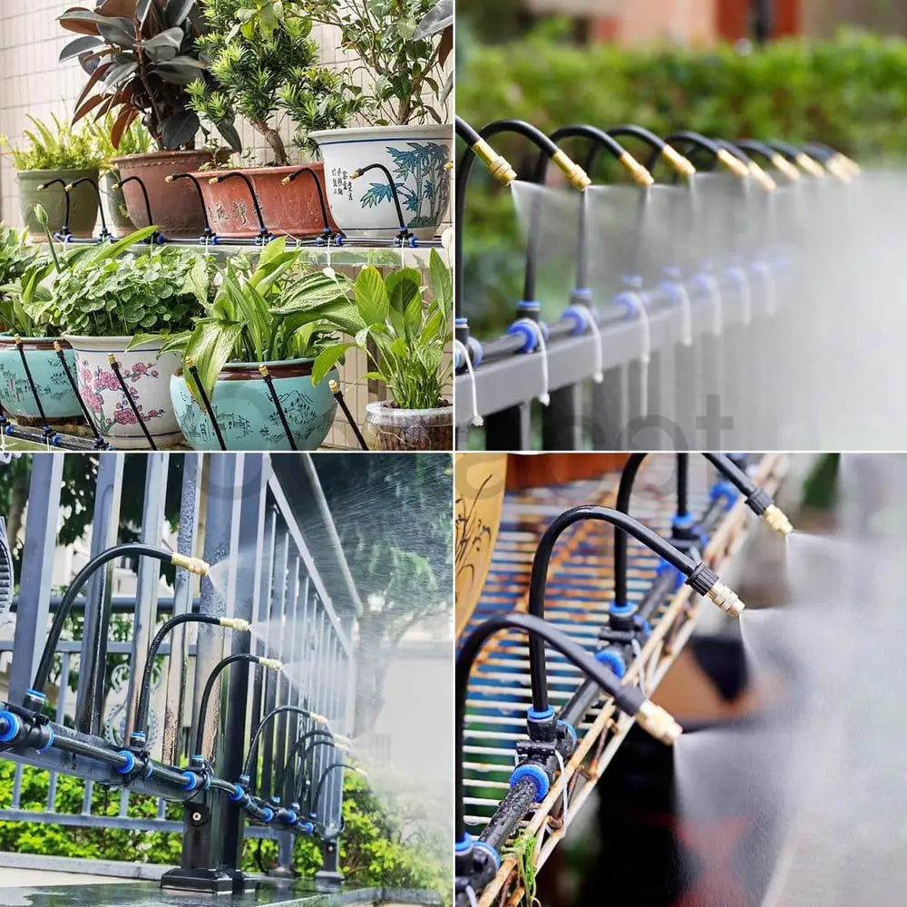 Druppelirrigatiesysteem 360° Messing PE-Slang 8mm Automatisch Bewateren Tuin Balkon Kas Hoogbed Kraan 5m 10m Zonder Stroom | Sansoti