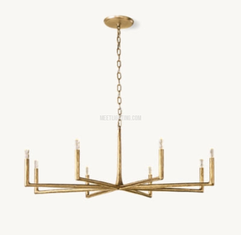 Ronde Smeedijzeren Kroonluchter 36-72 inch Messing Brons Tin Eetkamer Woonkamer Sfeerlicht Hanglamp Nostalgisch | Sansoti
