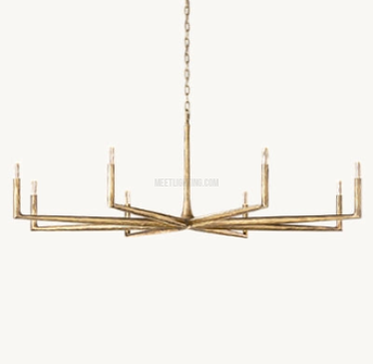 Ronde Smeedijzeren Kroonluchter 36-72 inch Messing Brons Tin Eetkamer Woonkamer Sfeerlicht Hanglamp Nostalgisch | Sansoti