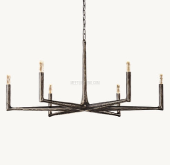 Ronde Smeedijzeren Kroonluchter 36-72 inch Messing Brons Tin Eetkamer Woonkamer Sfeerlicht Hanglamp Nostalgisch | Sansoti