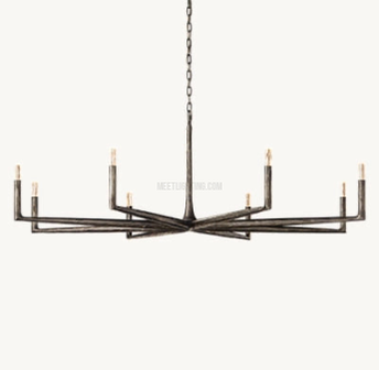 Ronde Smeedijzeren Kroonluchter 36-72 inch Messing Brons Tin Eetkamer Woonkamer Sfeerlicht Hanglamp Nostalgisch | Sansoti