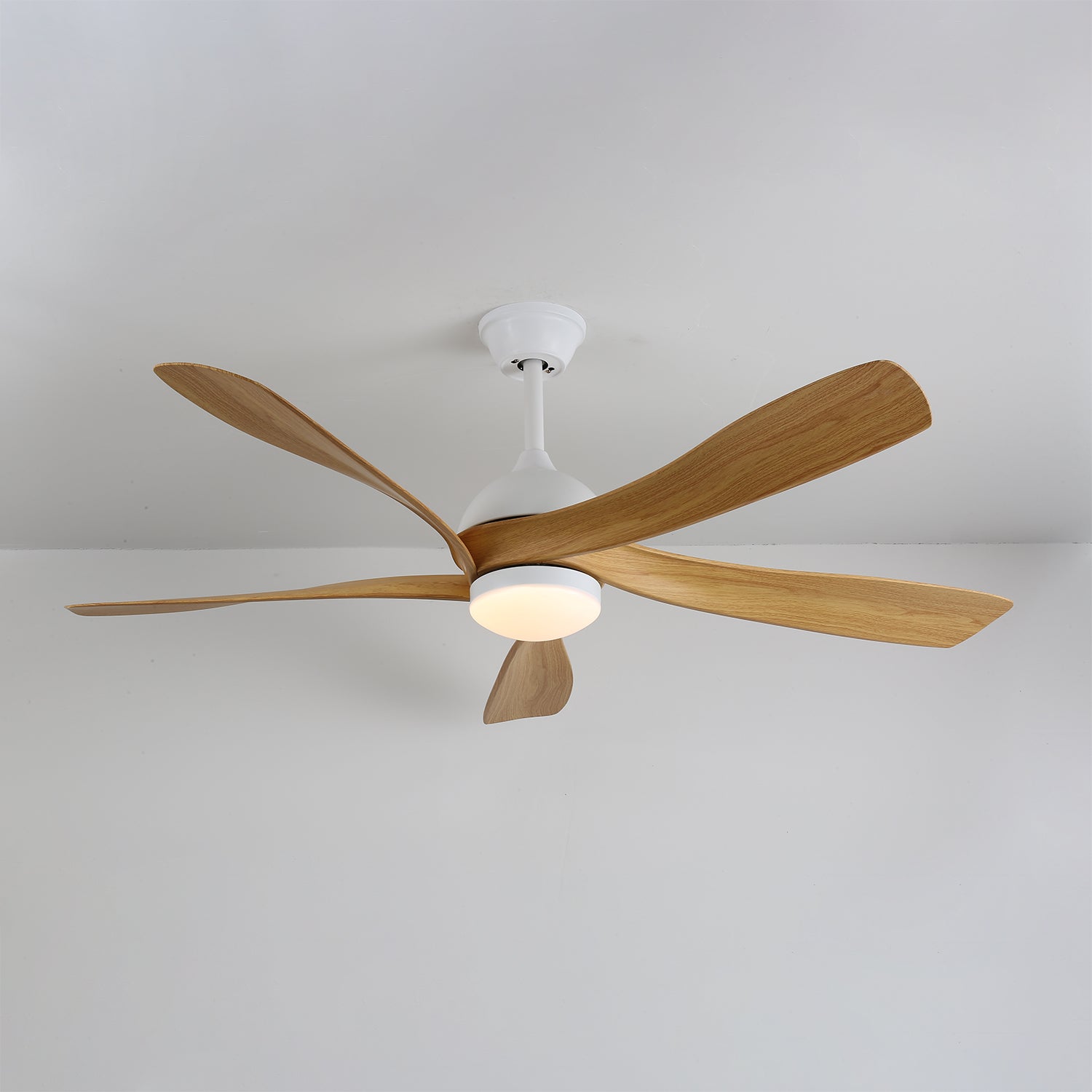 Moderne plafondventilator met geïntegreerde LED-verlichting in hout en metaal | Afstandsbediening 6-snelheden dimbaar voor woonkamer slaapkamer energiezuinig stil design 107cm 132cm | Sansoti
