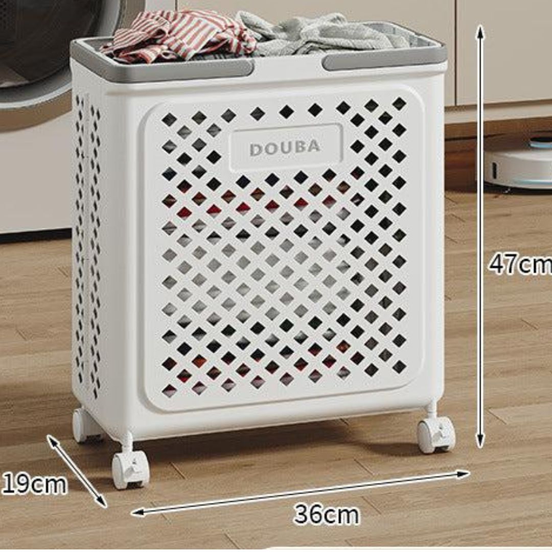 Foldable Laundry Basket on Wheels Collapsible Water-Repellent Laundry Hamper for Bathroom Household Storage | Sansoti