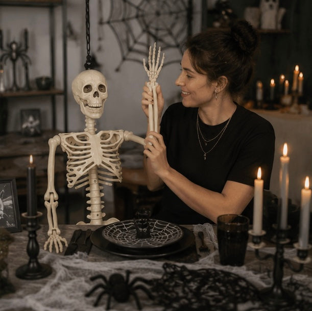 Skeleton Decoration Adjustable 90cm White Halloween Hanging Haunted House Party Moving Indoor Outdoor Horror Ambience | Sansoti