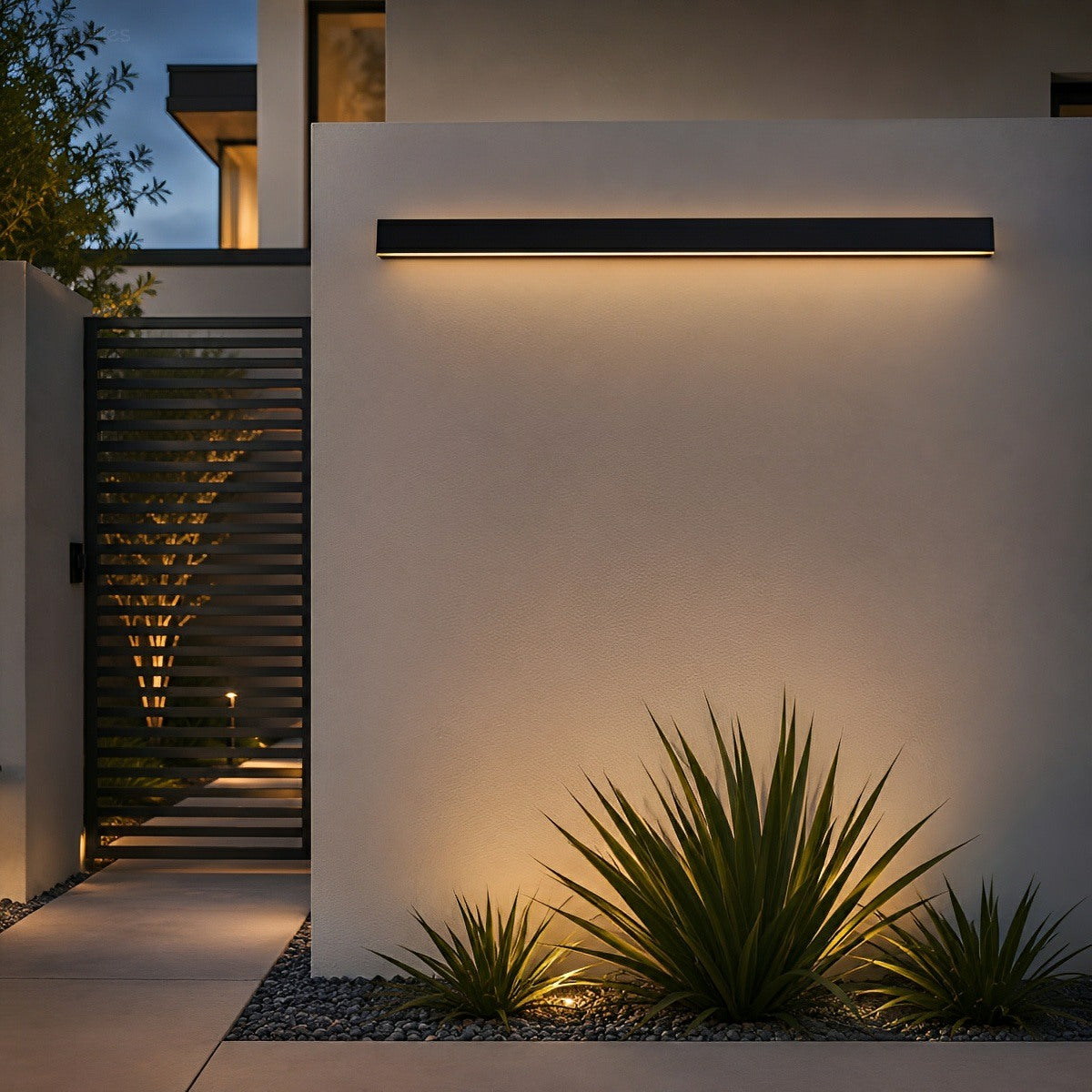 Waterproof black aluminum outdoor LED wall light 30-150cm for garden, terrace, entrance, front door, and facade lighting | Sansoti