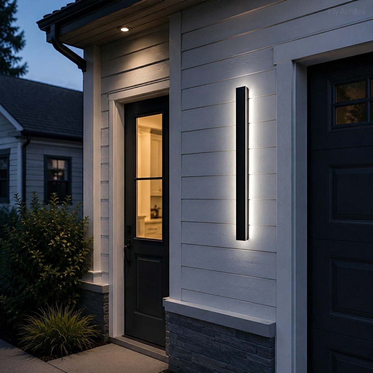Waterproof black aluminum outdoor LED wall light 30-150cm for garden, terrace, entrance, front door, and facade lighting | Sansoti
