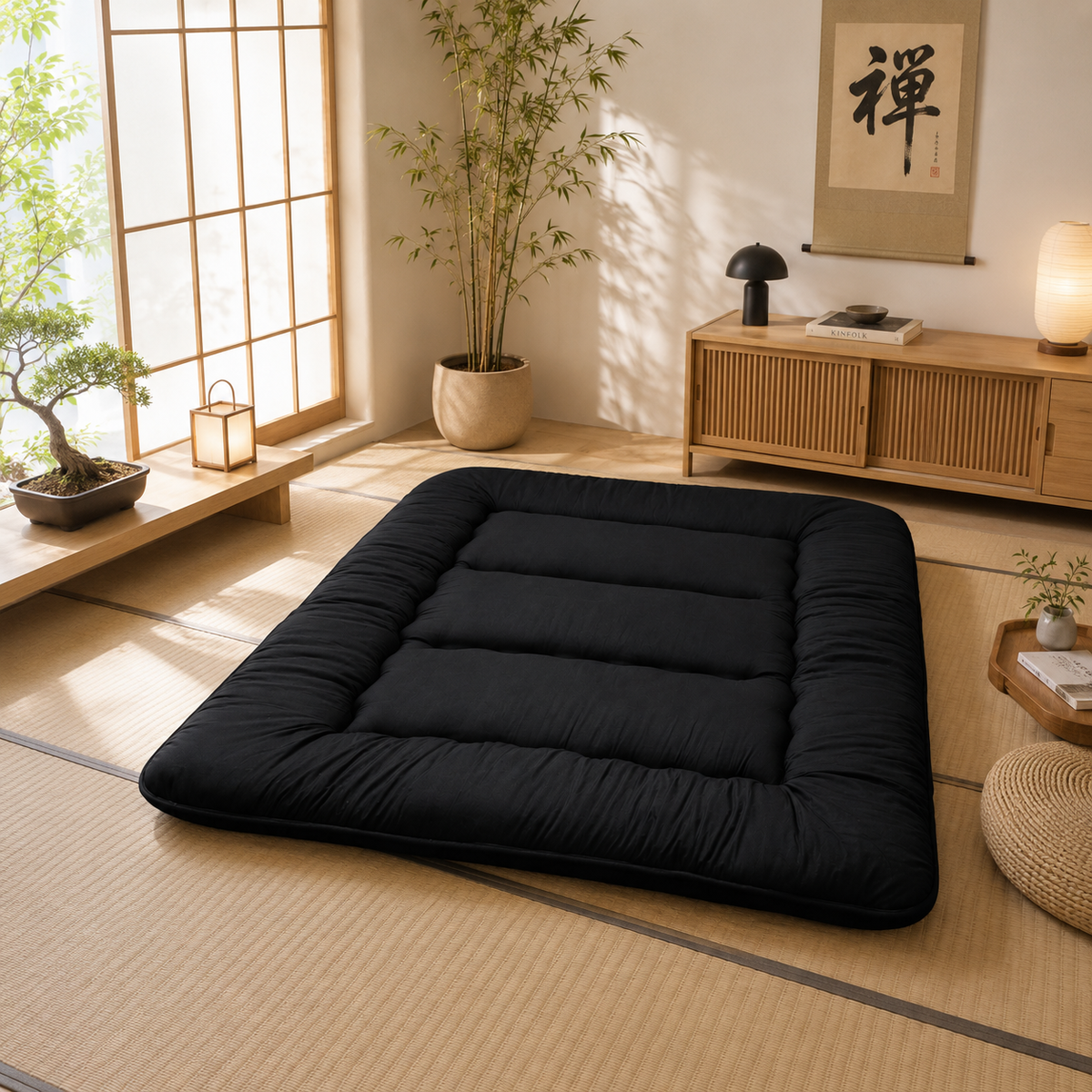 Folding Futon Mattress 10cm Thick Japanese Floor Mat Sleeping Pad Guest Bed for Adults and Children Comfort | Sansoti