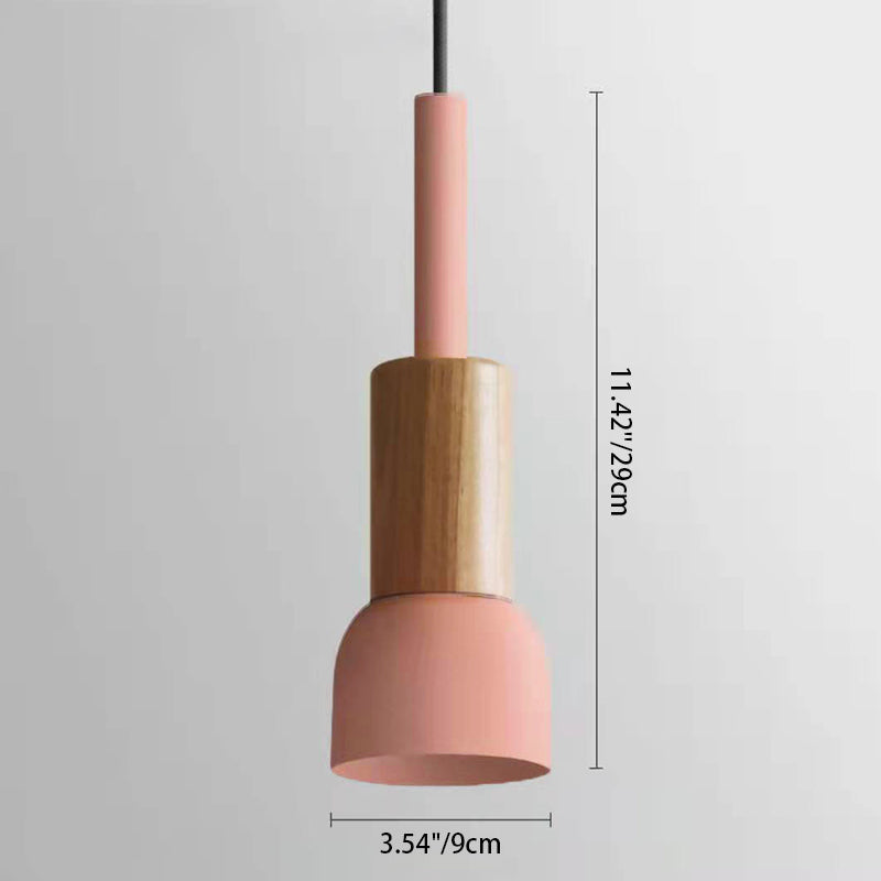 Scandinavische Houten Hanglamp met Gekleurd Metalen Accent - Minimalistische Verlichting voor Boven Eettafel en Woonkamer | Sansoti