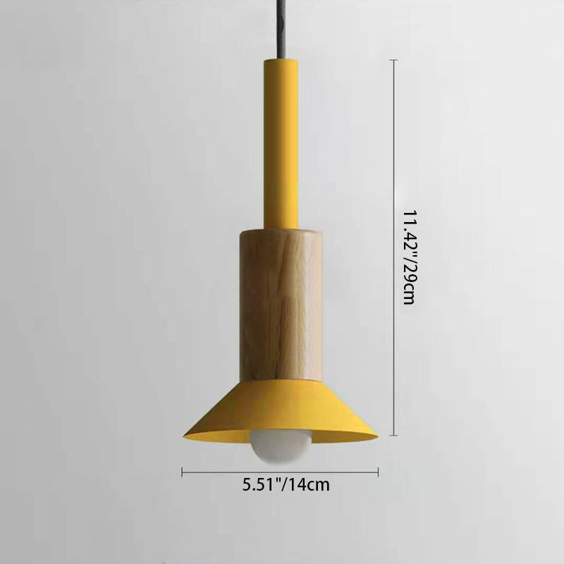 Scandinavische Houten Hanglamp met Gekleurd Metalen Accent - Minimalistische Verlichting voor Boven Eettafel en Woonkamer | Sansoti