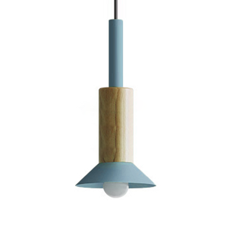Scandinavische Houten Hanglamp met Gekleurd Metalen Accent - Minimalistische Verlichting voor Boven Eettafel en Woonkamer | Sansoti