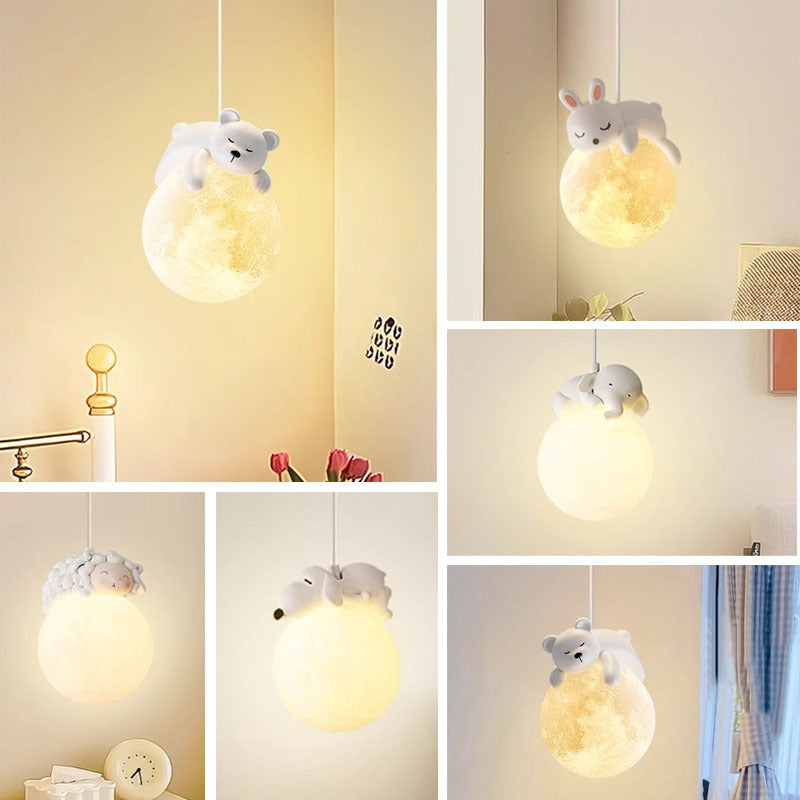 Speelse Hanglamp met Cartoon Figuren – PE Lampenkap en G9 Fitting – Wit Wandlicht voor Kinderkamer | Sansoti