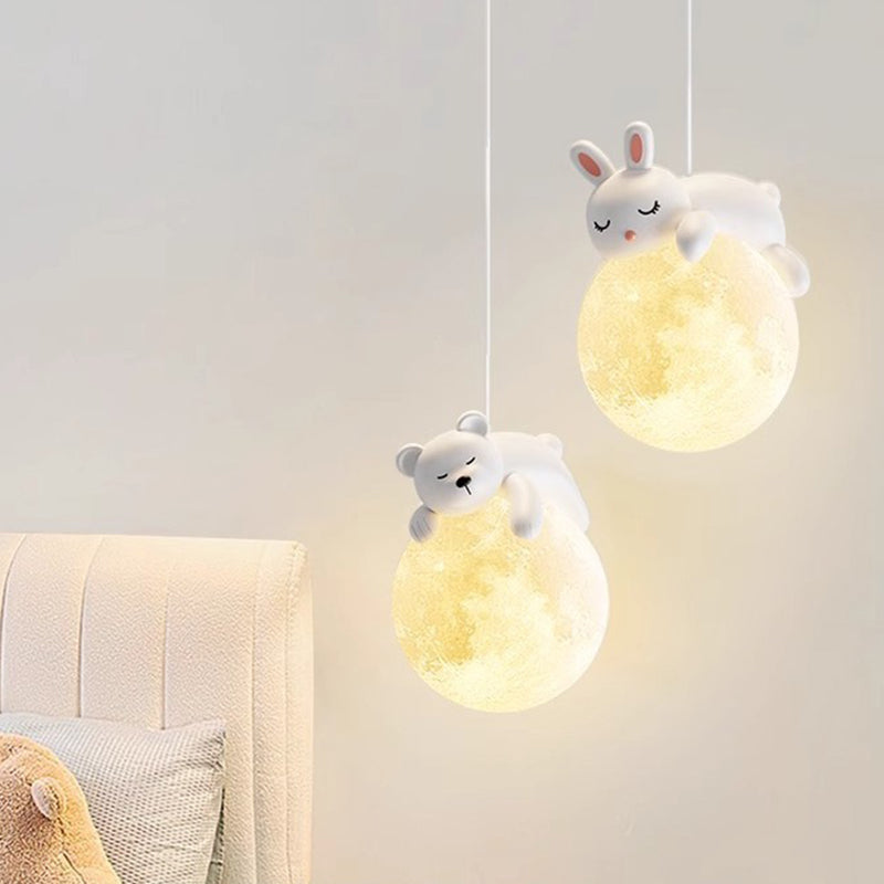Speelse Hanglamp met Cartoon Figuren – PE Lampenkap en G9 Fitting – Wit Wandlicht voor Kinderkamer | Sansoti