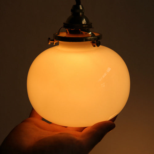 Vintage Hanglamp Goud met Glazen Kap E26 – Retro Koperen Verlichting voor Woonkamer en Eettafel | Sansoti