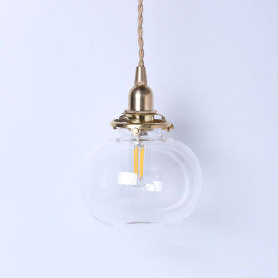 Vintage Hanglamp Goud met Glazen Kap E26 – Retro Koperen Verlichting voor Woonkamer en Eettafel | Sansoti