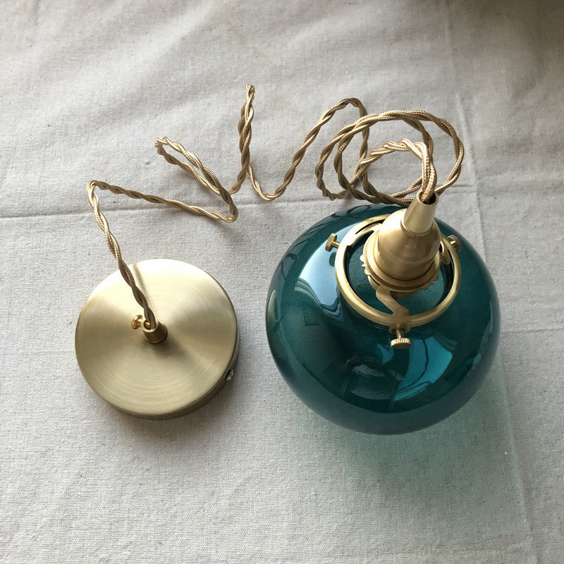 Vintage Hanglamp Goud met Glazen Kap E26 – Retro Koperen Verlichting voor Woonkamer en Eettafel | Sansoti