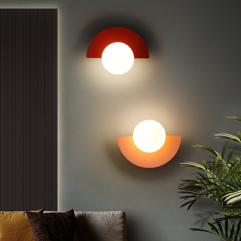 Halbkreisförmige Wandleuchte mit farbiger Kugel, modernes Design, dekorative Beleuchtung für Wohnzimmer, Schlafzimmer und Flur | Sansoti