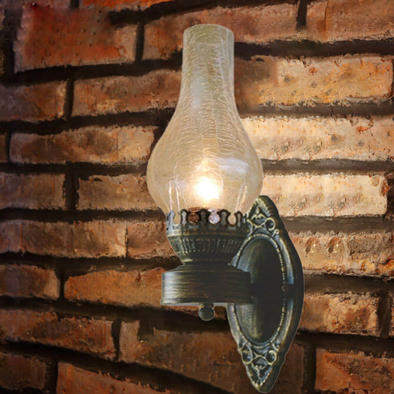 Applique Murale Style Pétrole Verre Bronze Métal 42cm Hall Salon Chambre Rétro Vintage Lampe à Huile E26 Lampe d'Ambiance | Restfield