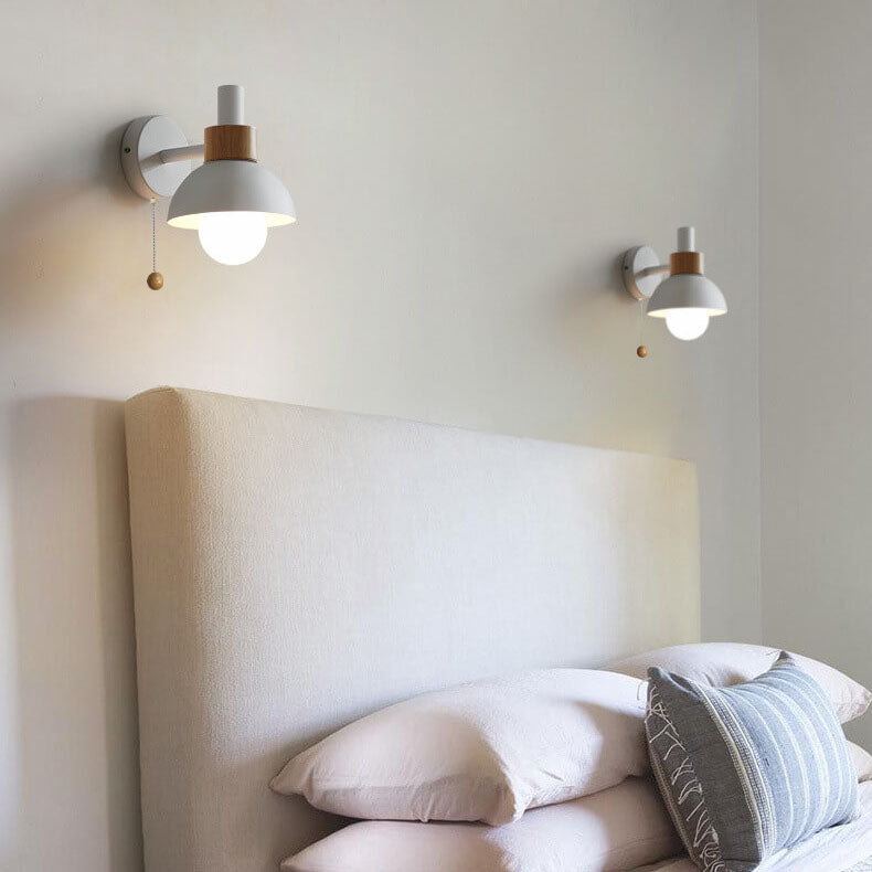 Wandleuchte mit Zugschalter und kugelförmigem Schirm für Schlafzimmer, Leseecke und Wohnzimmer, stimmungsvolle Beleuchtung, skandinavisch | Sansoti