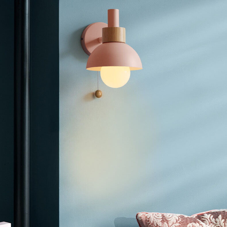 Wandleuchte mit Zugschalter und kugelförmigem Schirm für Schlafzimmer, Leseecke und Wohnzimmer, stimmungsvolle Beleuchtung, skandinavisch | Sansoti