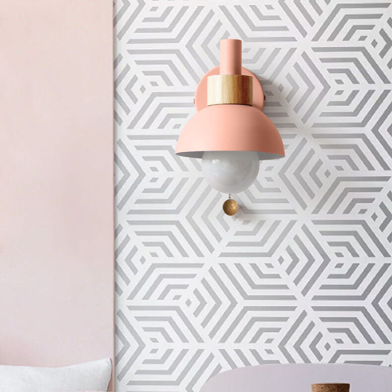 Wandleuchte mit Zugschalter und kugelförmigem Schirm für Schlafzimmer, Leseecke und Wohnzimmer, stimmungsvolle Beleuchtung, skandinavisch | Sansoti