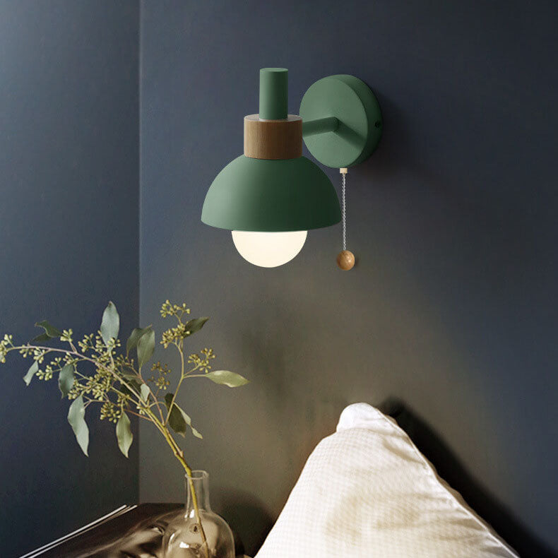 Wandleuchte mit Zugschalter und kugelförmigem Schirm für Schlafzimmer, Leseecke und Wohnzimmer, stimmungsvolle Beleuchtung, skandinavisch | Sansoti