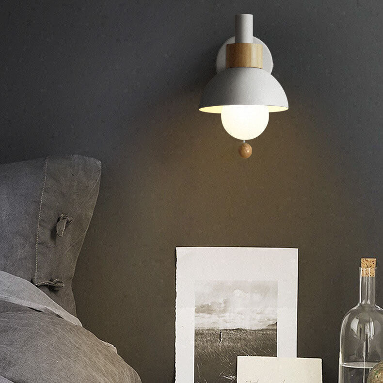 Wandleuchte mit Zugschalter und kugelförmigem Schirm für Schlafzimmer, Leseecke und Wohnzimmer, stimmungsvolle Beleuchtung, skandinavisch | Sansoti