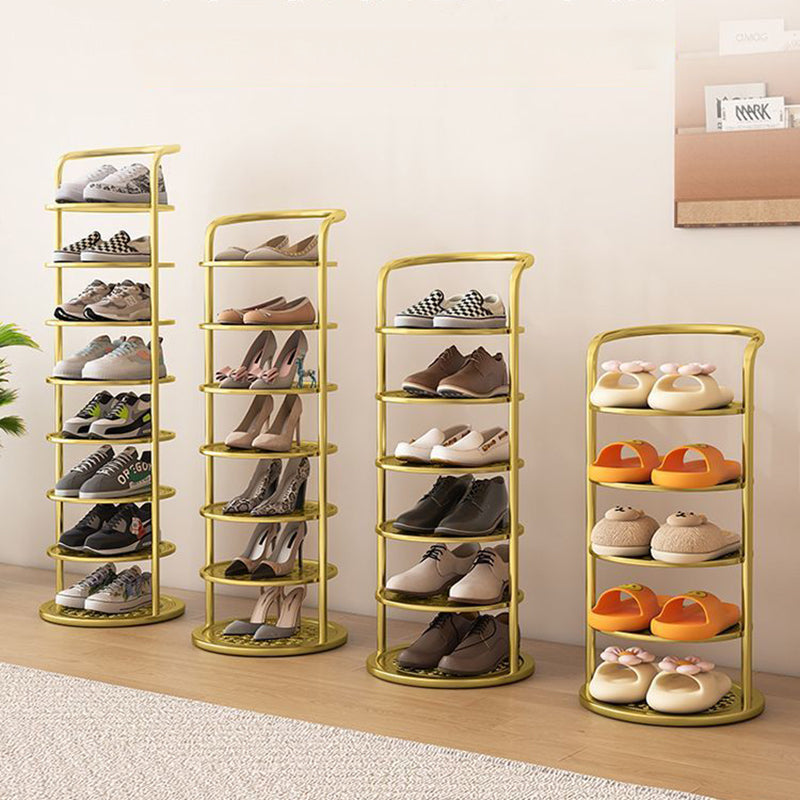 Étagère à chaussures ronde en métal, 5 à 8 niveaux, noire, blanche ou dorée, pour entrée, vestiaire et chambre, gain de place, style minimaliste | Sansoti