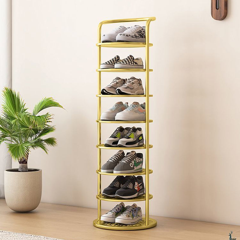 Étagère à chaussures ronde en métal, 5 à 8 niveaux, noire, blanche ou dorée, pour entrée, vestiaire et chambre, gain de place, style minimaliste | Sansoti