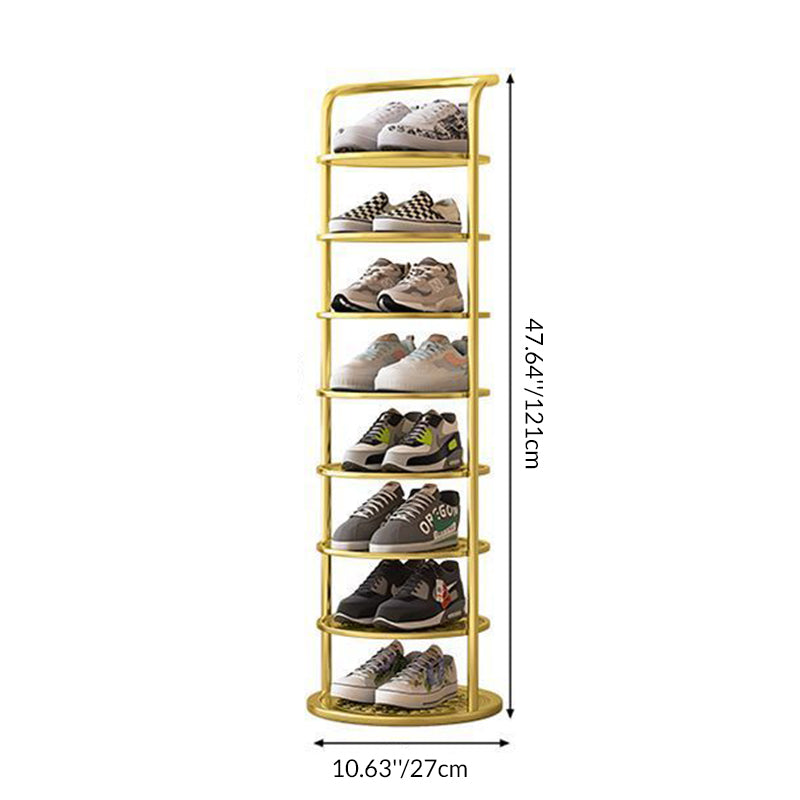 Étagère à chaussures ronde en métal, 5 à 8 niveaux, noire, blanche ou dorée, pour entrée, vestiaire et chambre, gain de place, style minimaliste | Sansoti