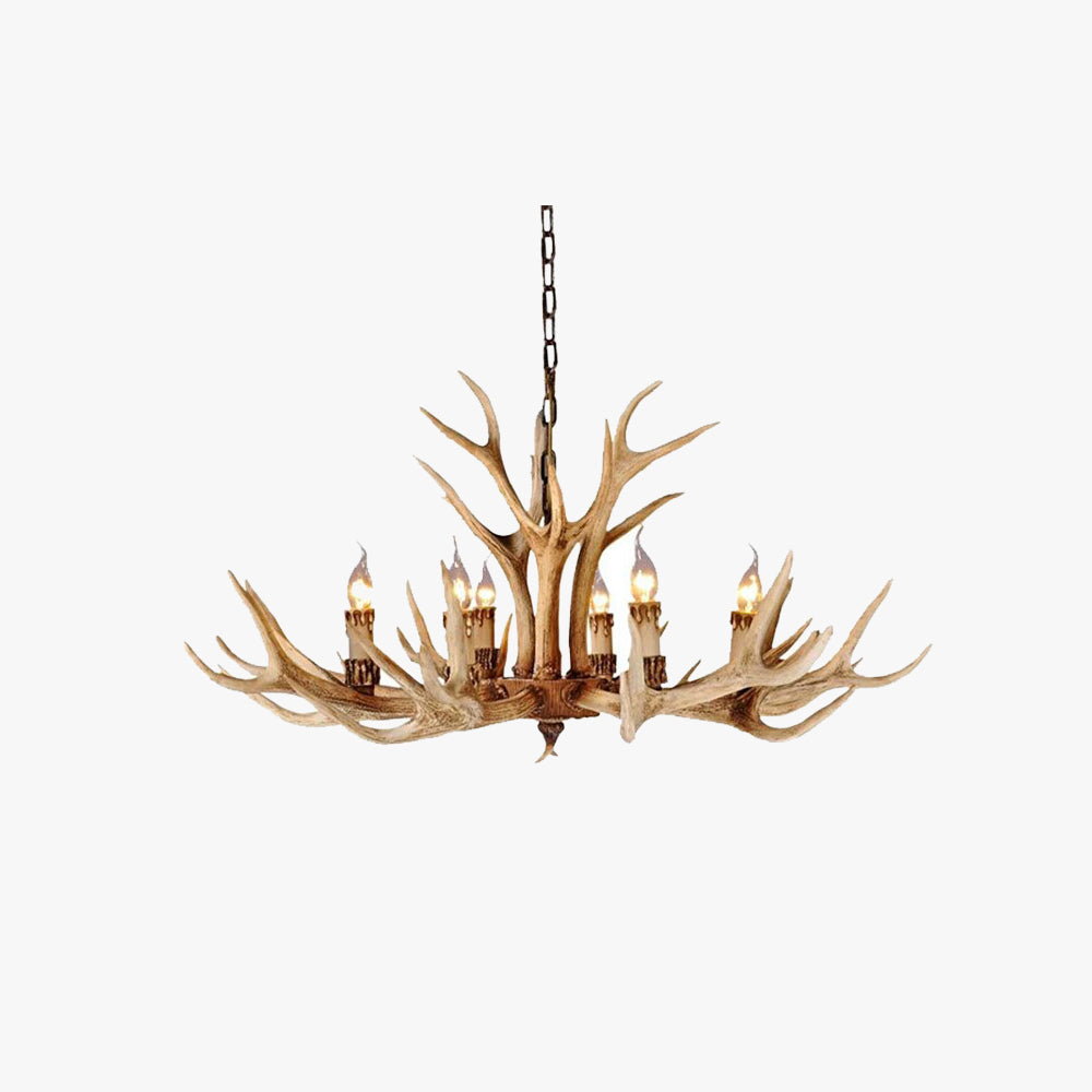 Resin Art Chandelier Metal Antler-Shaped Pendant Light for Living Room Dining Room Rustic Romantic Design | Sansoti