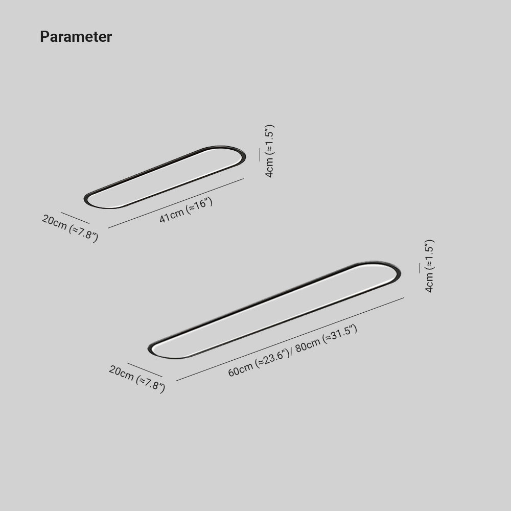 Ovale Deckenleuchte im minimalistischen Design 40-80cm Metall Acryl Warmweiß Schwarz Dimmbar Platzsparend Stimmungsvolle Beleuchtung | Sansoti