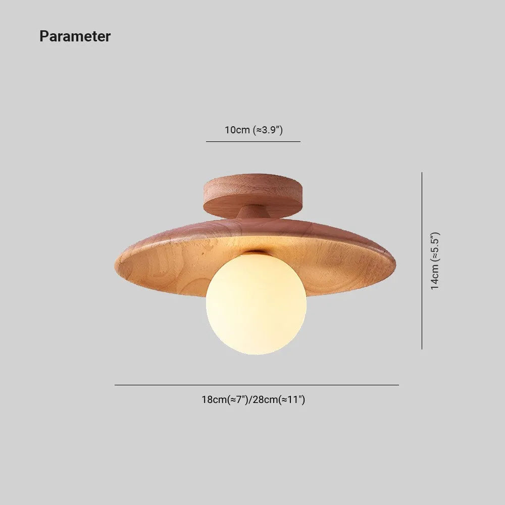 Ceiling Light Wood Glass Surface-Mounted 18-28cm G9 Socket Kitchen Hallway Bedroom Natural Wood Grain Modern Scandinavian | Sansoti