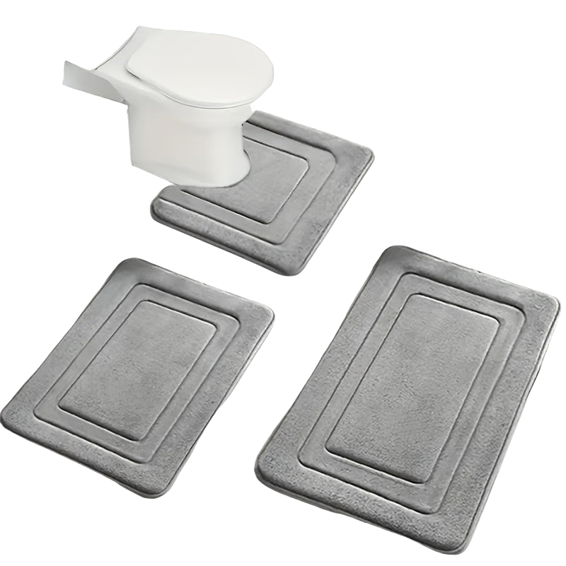 3-Piece Bathroom Mat Set with Non-Slip and Absorbent Surface for Extra Safety | Sansoti