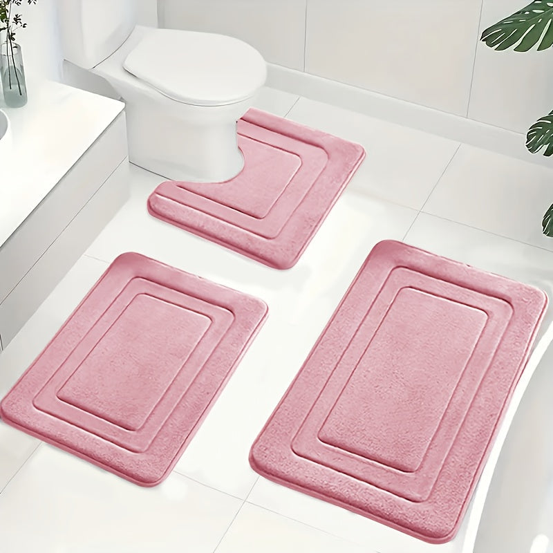 3-Piece Bathroom Mat Set with Non-Slip and Absorbent Surface for Extra Safety | Sansoti