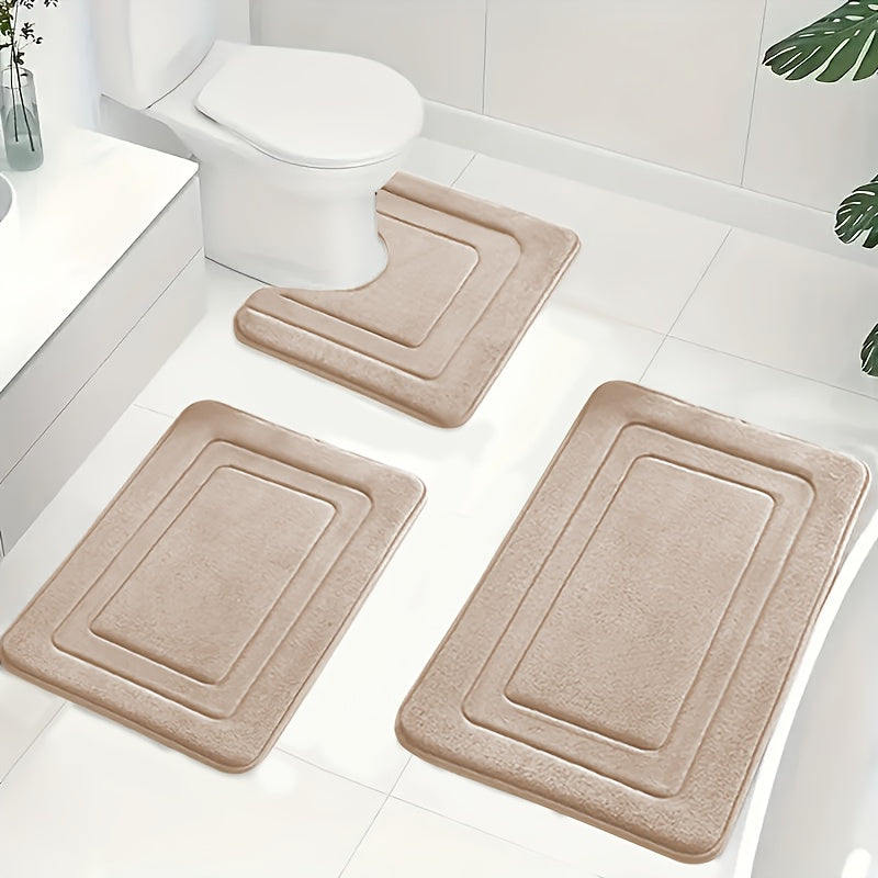 3-Piece Bathroom Mat Set with Non-Slip and Absorbent Surface for Extra Safety | Sansoti