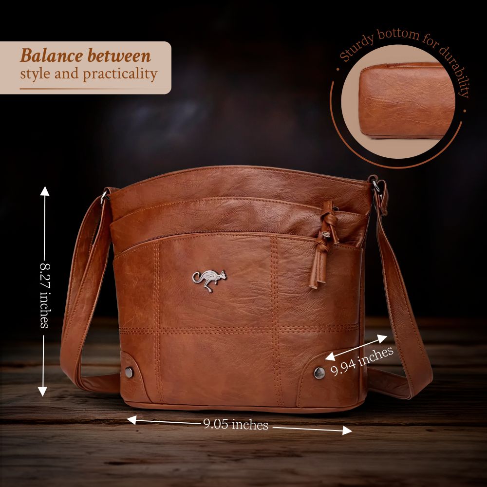 Leren Handtas Full-Grain Leer Bruin Zwart Vintage Patina Schoudertas Dames Dagelijks Gebruik Crossbody | Sansoti