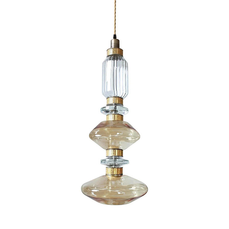 Glazen Hanglamp met Koperen Afwerking en Elegante Bolvorm voor Woonkamer en Eetkamer | Sansoti