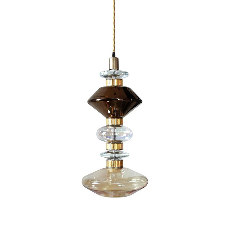 Glazen Hanglamp met Koperen Afwerking en Elegante Bolvorm voor Woonkamer en Eetkamer | Sansoti
