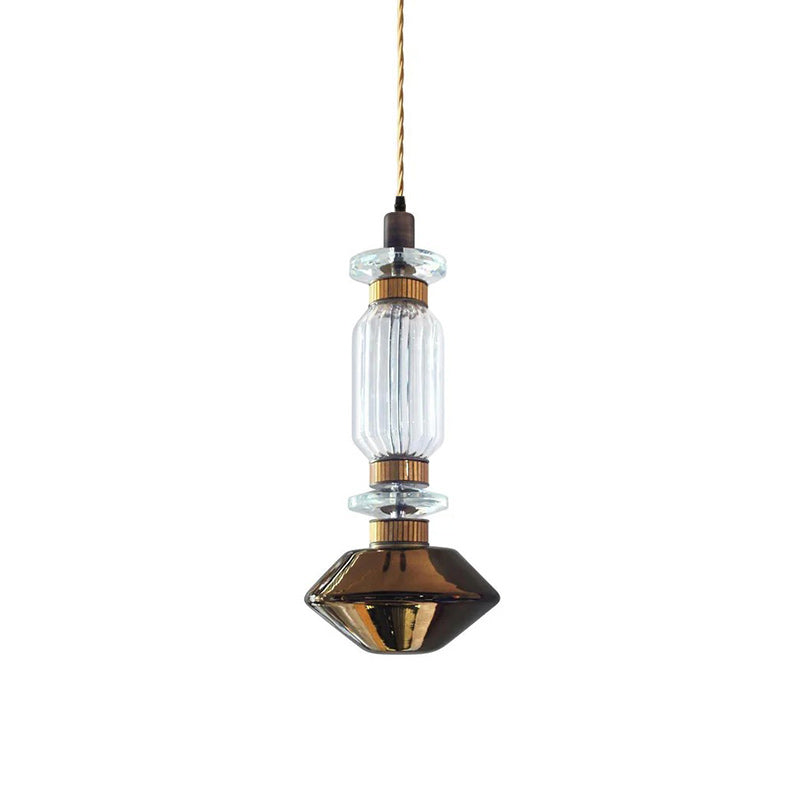 Glazen Hanglamp met Koperen Afwerking en Elegante Bolvorm voor Woonkamer en Eetkamer | Sansoti