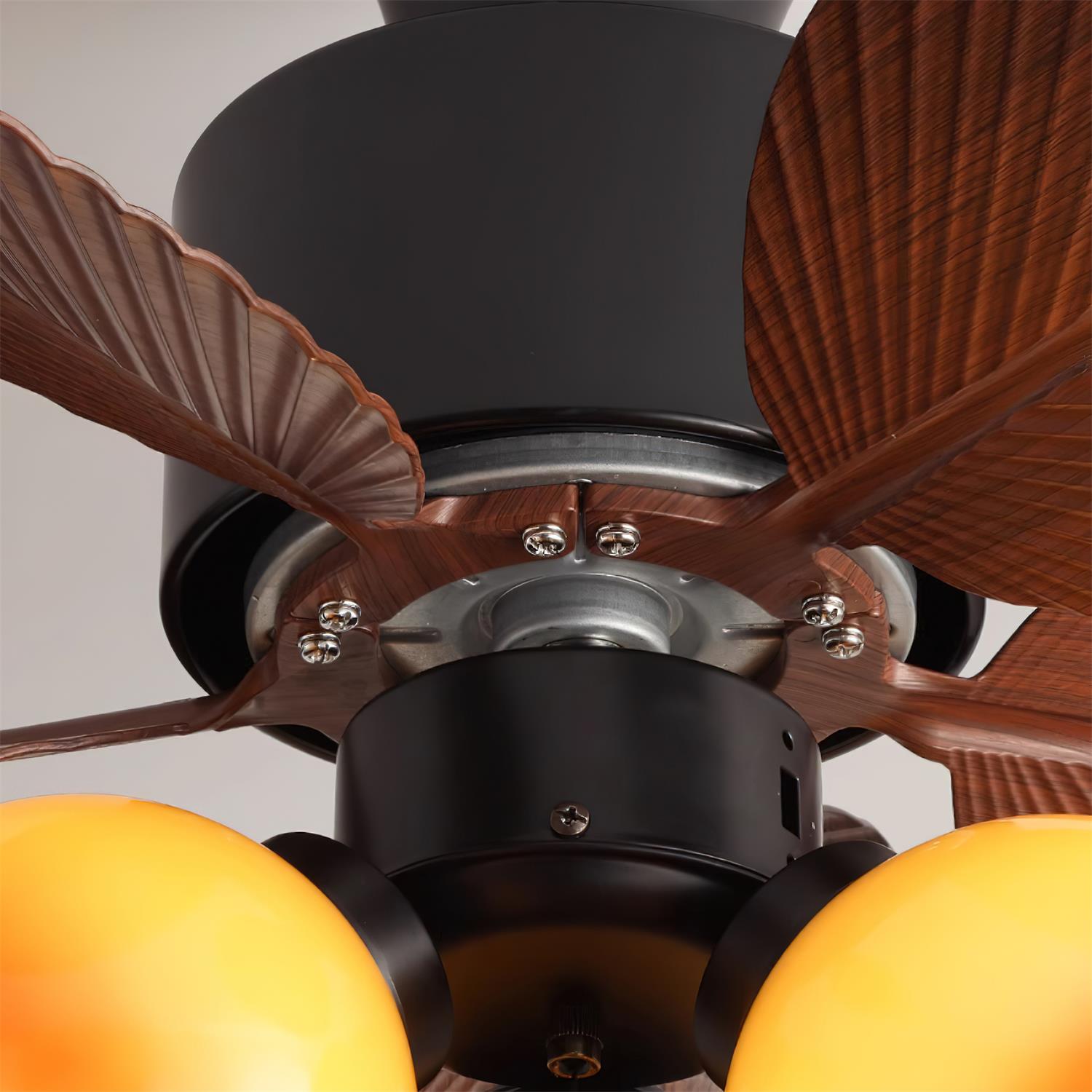 Tropische Plafondventilator met Geïntegreerde Glazen Verlichting – Stilte Motorfunctie & 6 Snelheden | Sansoti