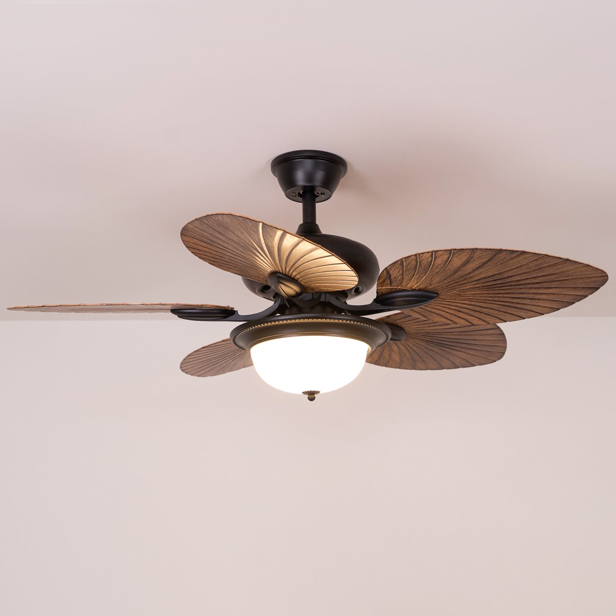 Tropische Houten Plafondventilator met Verlichting – Afstandsbediening 6 Snelheden | Sansoti