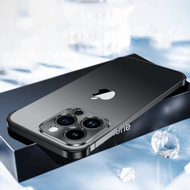 Minimalist iPhone Protective Frames Top Bottom Camera Metal Silicone 6 Colors Wireless Charging Stylish | Sansoti