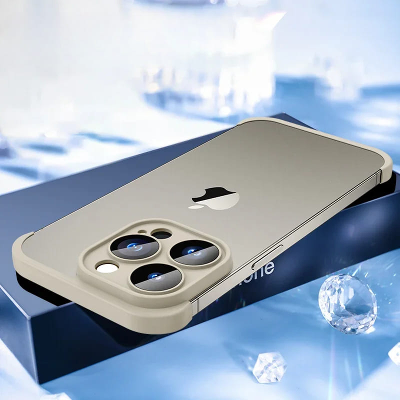 Minimalist iPhone Protective Frames Top Bottom Camera Metal Silicone 6 Colors Wireless Charging Stylish | Sansoti