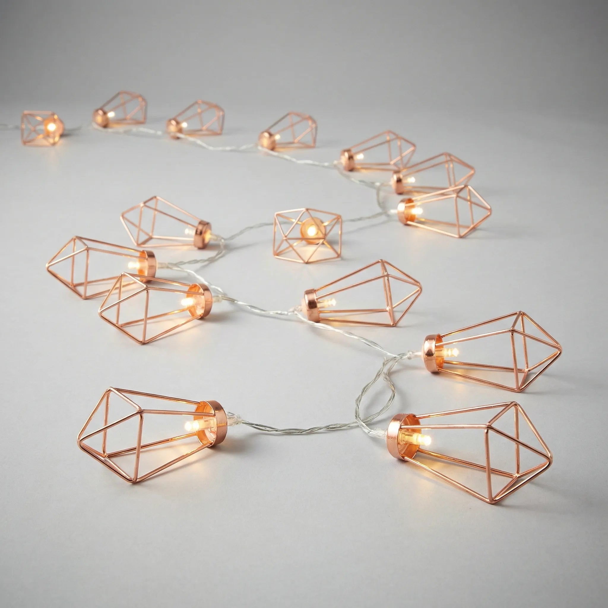 Lichtsnoer Diamant LED Koper Staal Batterij 20 Lampjes Geometrisch Sfeerverlichting Woonkamer Slaapkamer Tuin Feest Decoratie | Sansoti