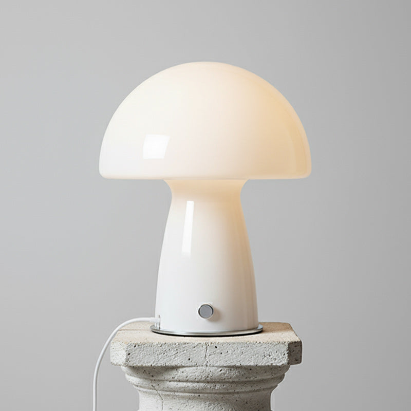 Bauhaus Paddenstoel Tafellamp Glas & Metaal — Retro Design met Warm Licht — Voor Woonkamer, Slaapkamer, Kantoor | Sansoti