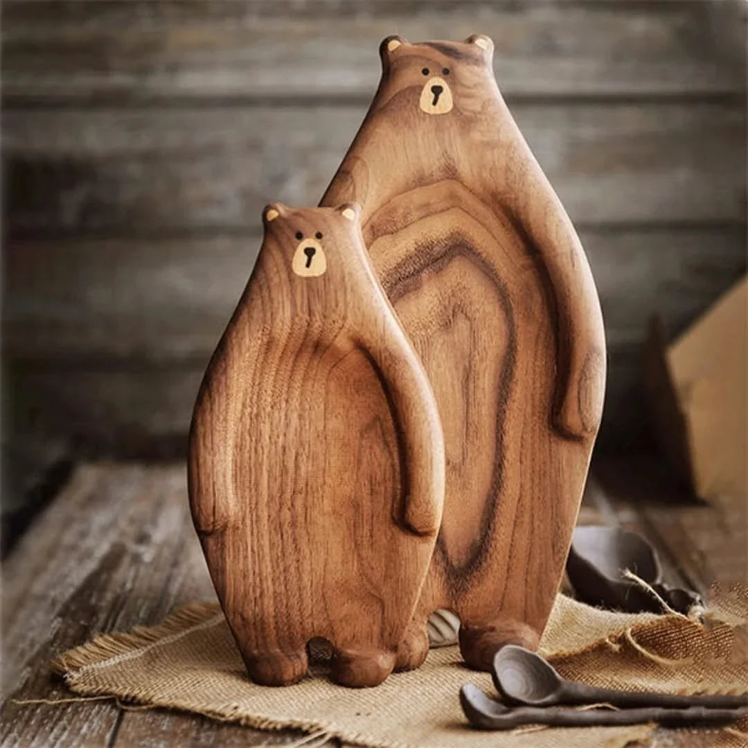 Wooden Serving Board Bear Shape Tapas Board Food-Safe Wood Kitchen Decor Snack Board Cutting Board Presentation | Sansoti