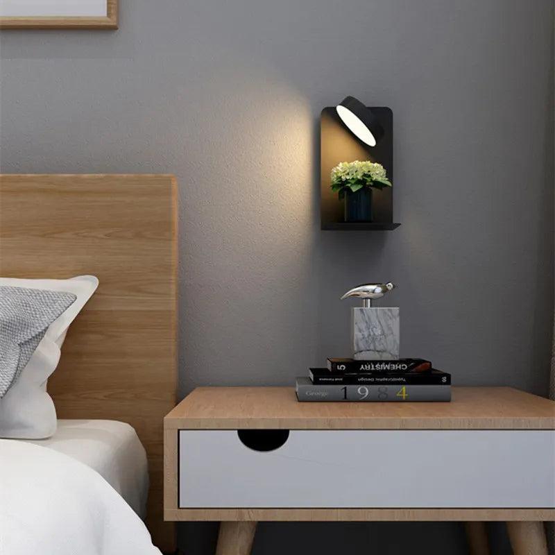 Moderne Wandlampe mit Ladeplatte und USB-Anschluss für Schlafzimmer Bettwandbeleuchtung mit warmem Stimmungslicht | Restfield