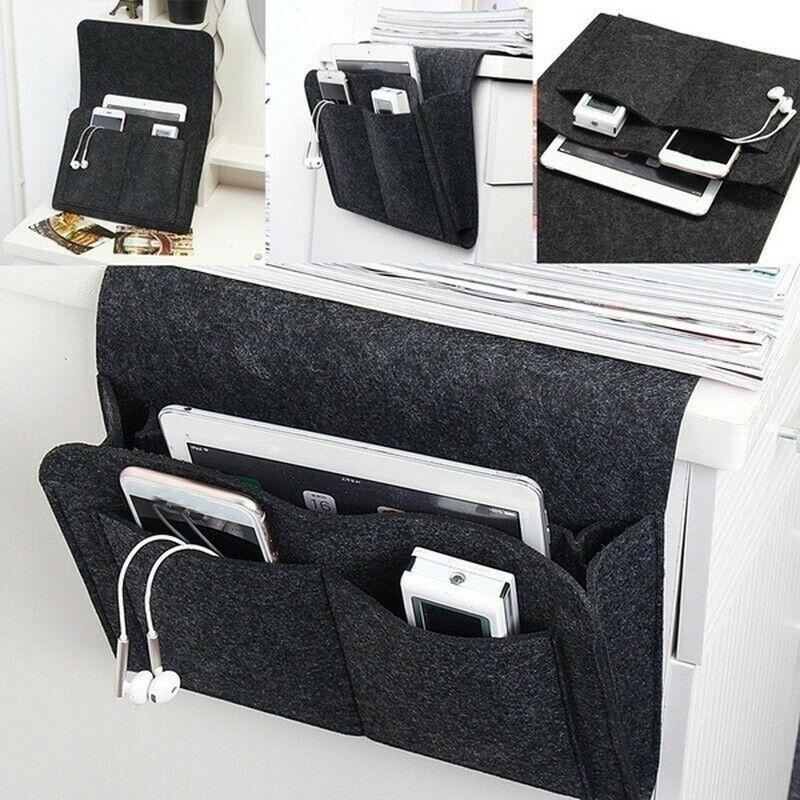 Vilten Bed Organizer Hangend voor Matras & Bank – Opbergzak Nachtkastje met Vakken – Praktische Opberger | Sansoti